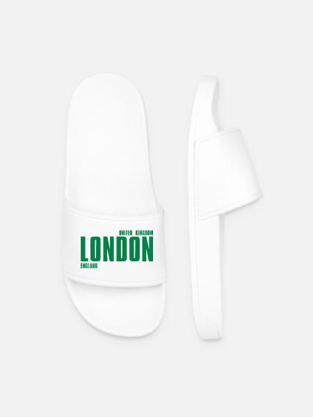 London – England Lyric Design - Men’s Pool Sliders - white