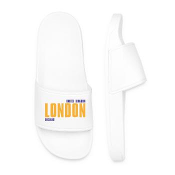 Londres en texte doré avec accents bleus - Claquettes Homme - blanc - Devant