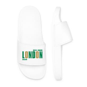 London – England Lyric Design - Men’s Pool Sliders - white - Front