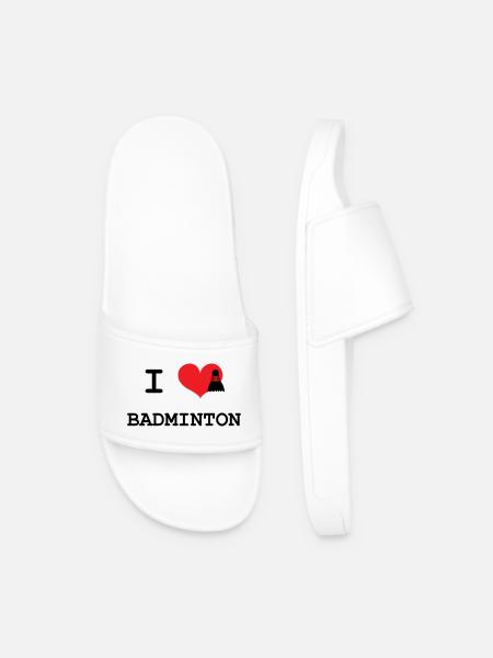I love badminton - Men’s Pool Sliders - white