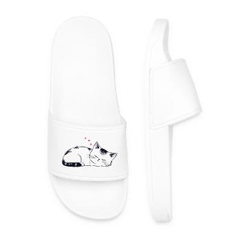 Stuffy sleeping cat - Men’s Pool Sliders - white - Front