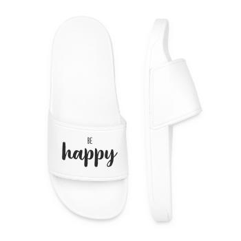Be Happy Lettering Trend - Men’s Pool Sliders - white - Front