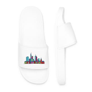 Frankfurt City Skyline Mainhattan Line Art - Men’s Pool Sliders - white - Front