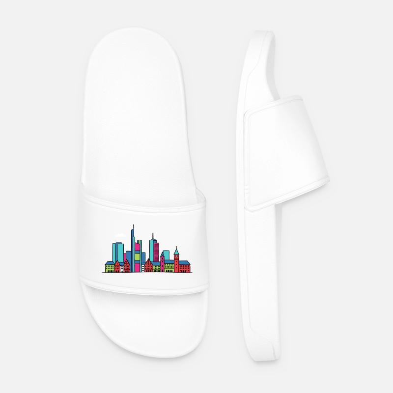 Frankfurter Stadtsilhouette Mainhattan Linienkunst - Männer Badelatschen - Weiß