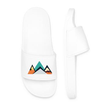 Minimalist Mountain Emblem | Mountains - Men’s Pool Sliders - white - Front