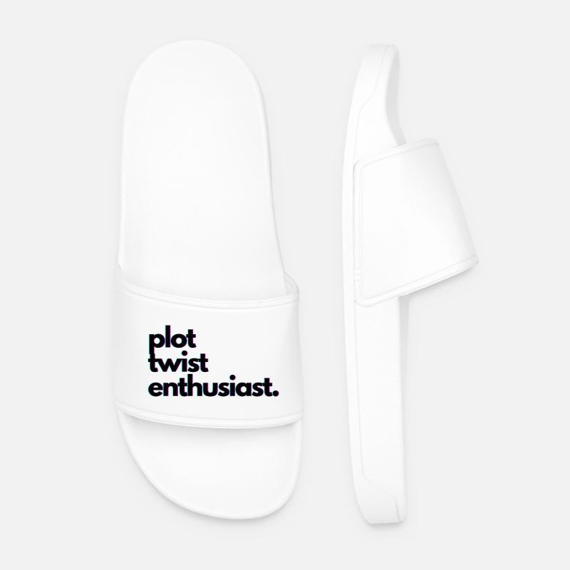 Plot_twist_enthusiast - Men’s Pool Sliders - white
