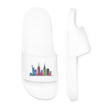 Illustrations de lignes Liberty Skyline de New York City - Claquettes Homme - blanc - Devant