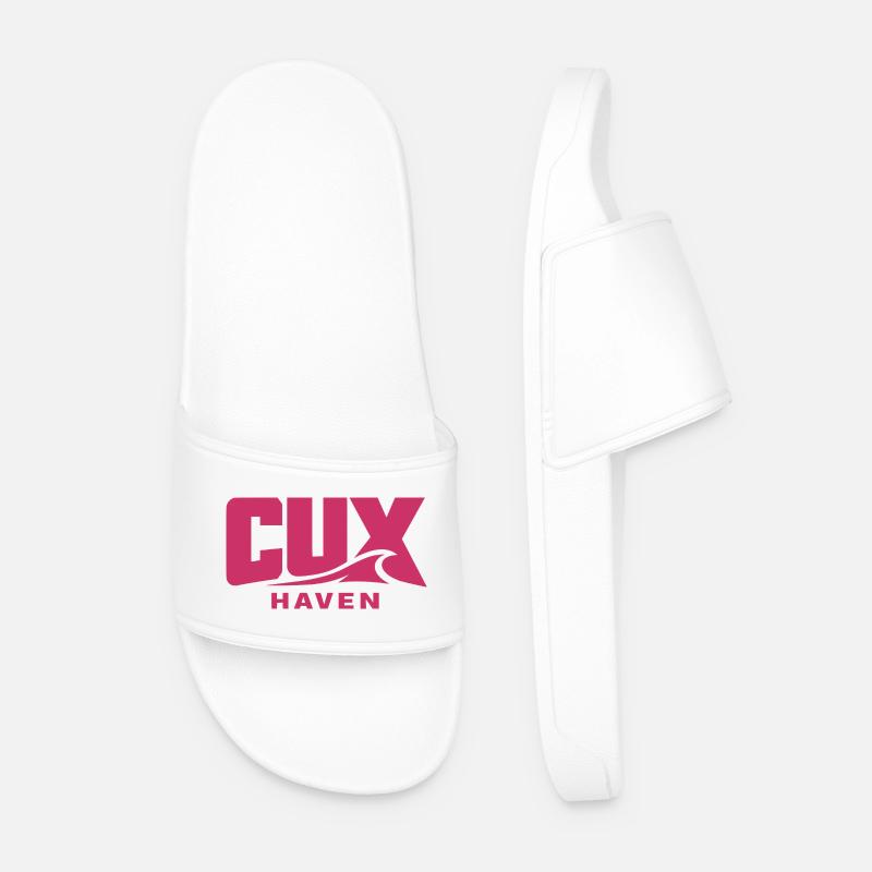 Cuxhaven Wave Logo Pink - CUX haven - Men’s Pool Sliders - white