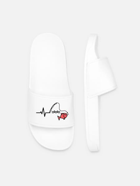 ECG Fishing Rod Fish Outline - Men’s Pool Sliders - white