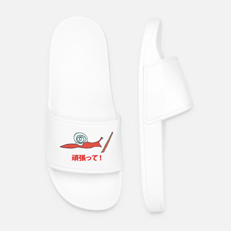 running_snail_ganbatte - Männer Badelatschen - Weiß