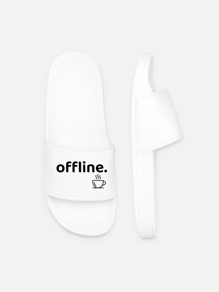 Offline Minimal Coffee Aesthetic Shirt - Men’s Pool Sliders - white