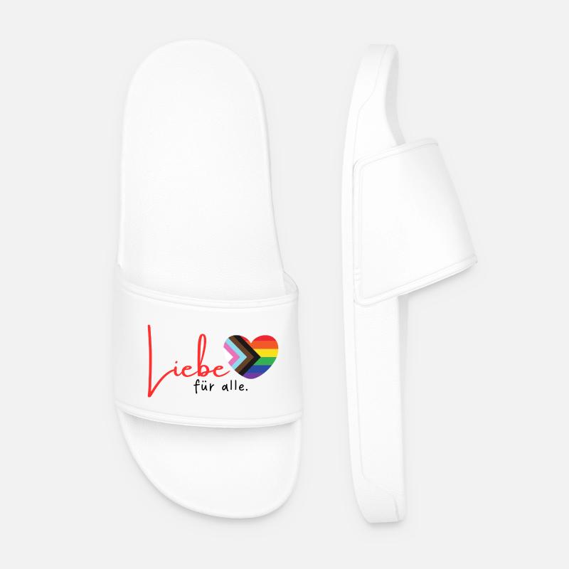 Liebe Pride Herz mit Regenbogenstreifen LGBTQ+ - Männer Badelatschen - Weiß