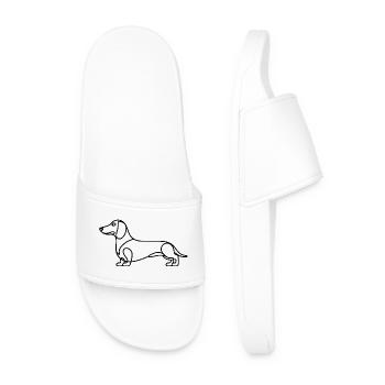 Dachshund Lineart - Men’s Pool Sliders - white - Front