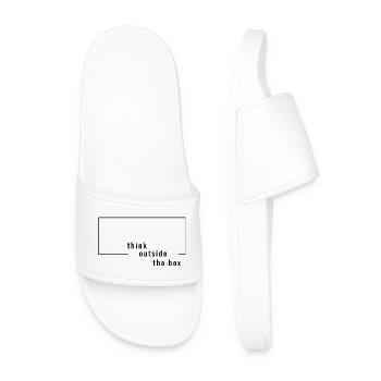 Think Outside The Box – Minimalist design - Men’s Pool Sliders - white - Front