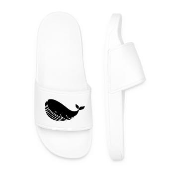 Whale silhouette minimalist sea motif - Men’s Pool Sliders - white - Front