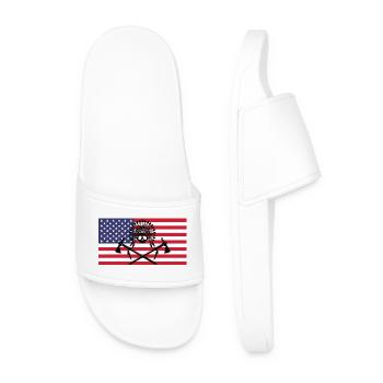Indian skull and American flag - Men’s Pool Sliders - white - Front