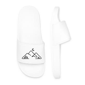 Minimalist mountain silhouette with moon - Men’s Pool Sliders - white - Front