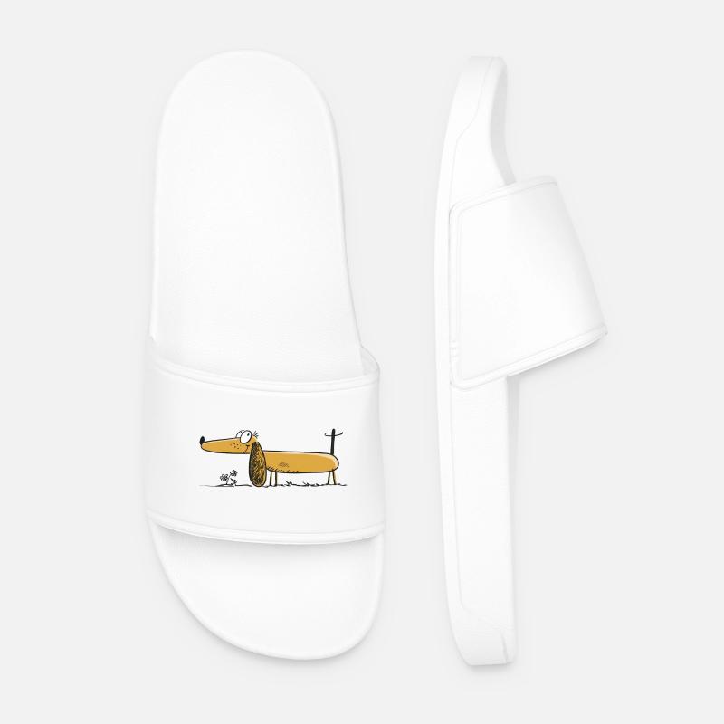 Funny Dachshund - Dachshund - Teckel - Comic - Men’s Pool Sliders - white