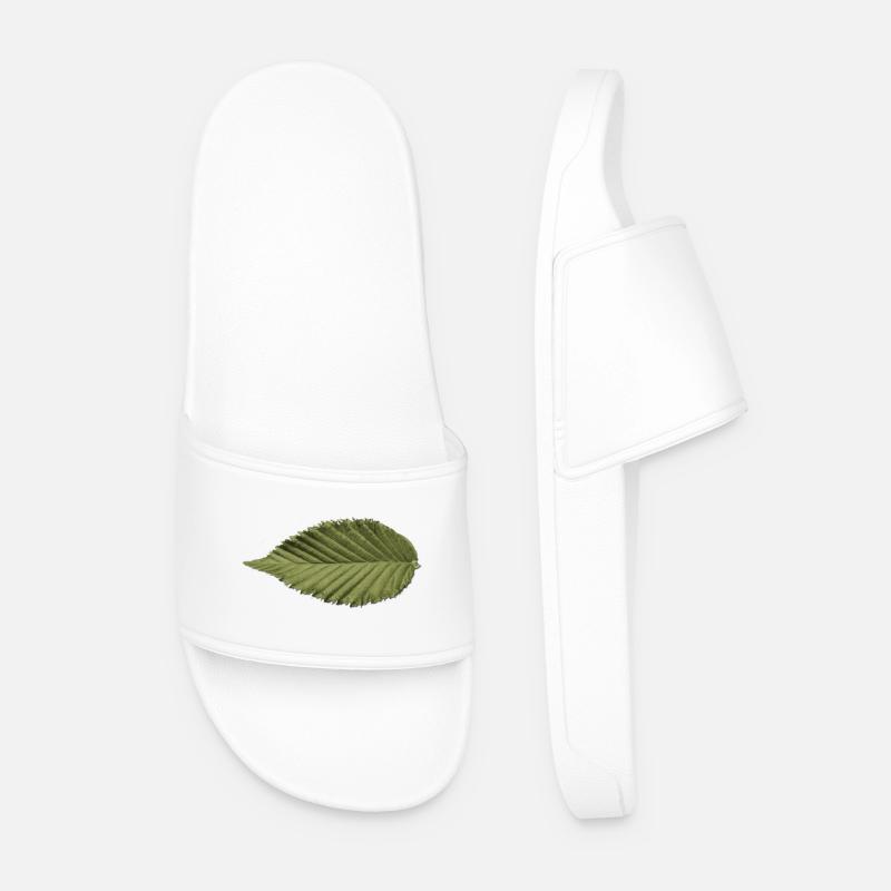 Structure foliaire : motif vert olive - Claquettes Homme - blanc