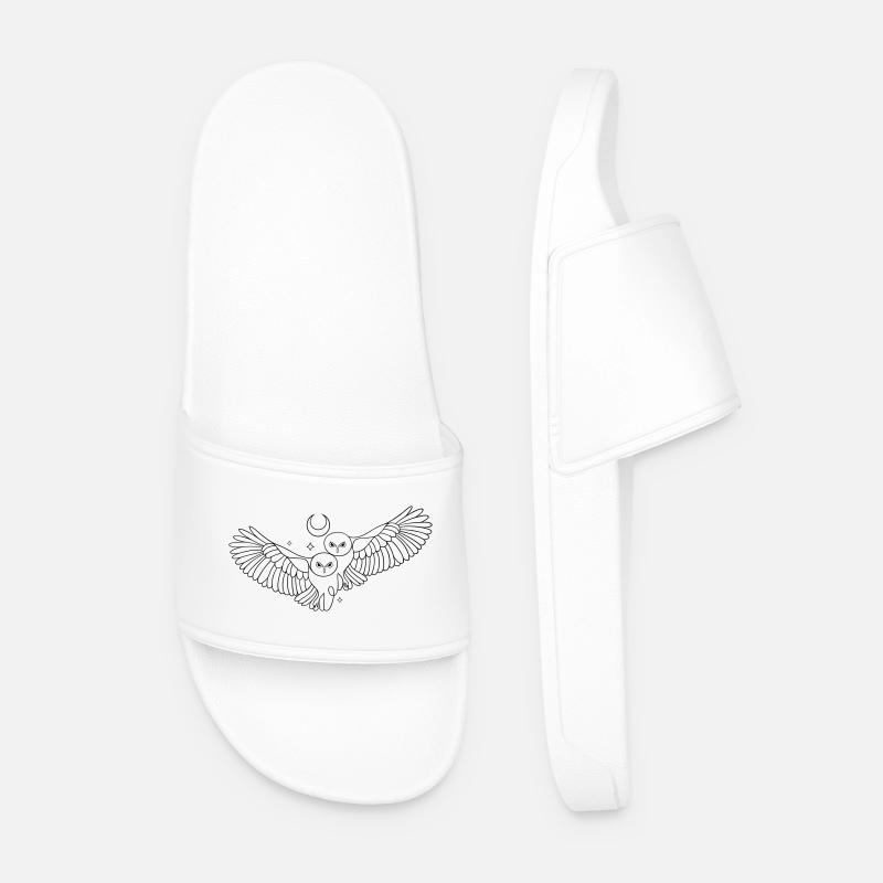Owl Owls Moon Love Infinity - Men’s Pool Sliders - white