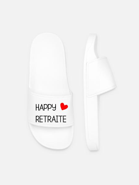 retirement. HAPPY RETIREMENT. HAPPY RETIREMENT - Men’s Pool Sliders - white