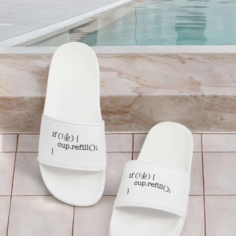 Coffee code software developer humor Men’s Pool Sliders