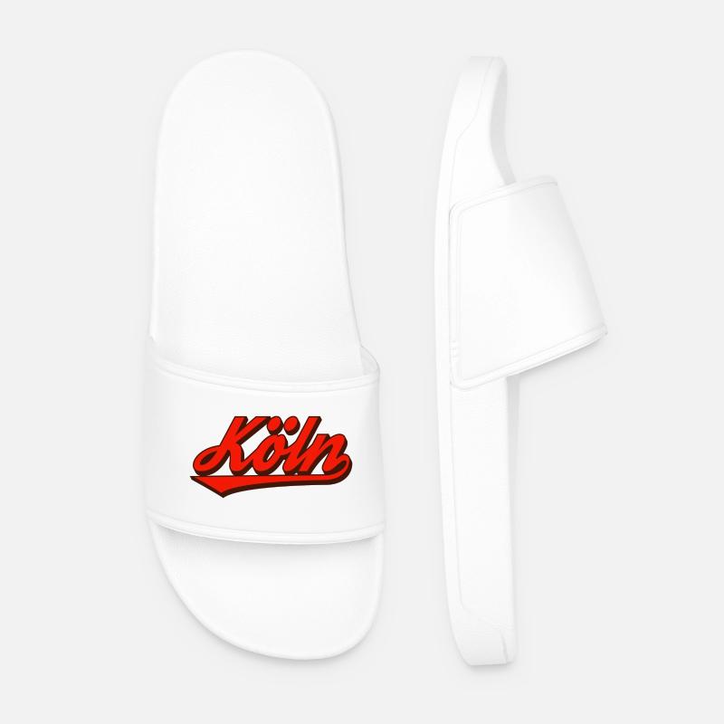 Cologne Retro Script Logo Red - Men’s Pool Sliders - white