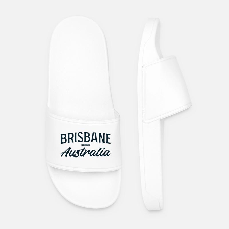 Brisbane Australia Script - Men’s Pool Sliders - white