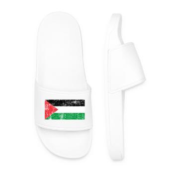 Drapeau de la Palestine drapeau Grunge Retro Vintage - Claquettes Homme - blanc - Devant