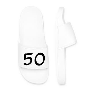 ANNIVERSARY. HAPPY BIRTHDAY. HAPPY BIRTHDAY. - Men’s Pool Sliders - white - Front