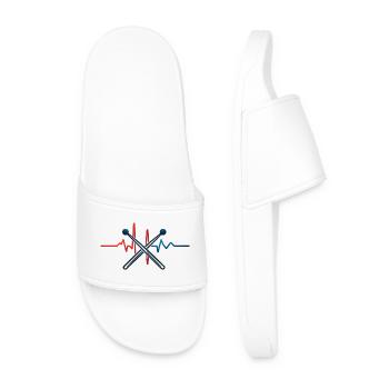 Heartbeat & Chopsticks Design T-Shirt - Men’s Pool Sliders - white - Front