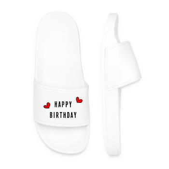 HAPPY BIRTHDAY. HAPPY BIRTHDAY. ANNIVERSARY. - Men’s Pool Sliders - white - Front