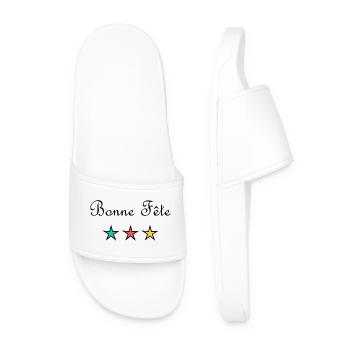 HAPPY BIRTHDAY. HEART. HAPPY MOTHER'S DAY. MOM. FEAST - Men’s Pool Sliders - white - Front