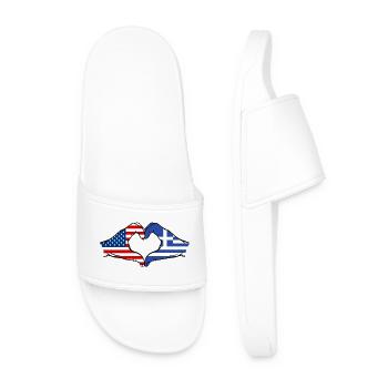 États-Unis Grèce Drapeau Mains Coeur Forme - Claquettes Homme - blanc - Devant
