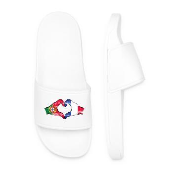 Portugal France Drapeau Mains Coeur Forme Utilisé - Claquettes Homme - blanc - Devant