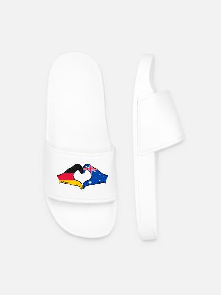 Germany Australia Flag Heart Shape - Men’s Pool Sliders - white