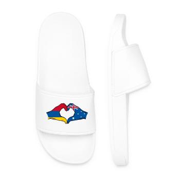Armenia Australia Flag Hands Heart Shape - Men’s Pool Sliders - white - Front