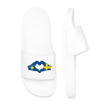 Kosovo Suède drapeau mains forme de coeur utilisé - Claquettes Homme - blanc - Devant