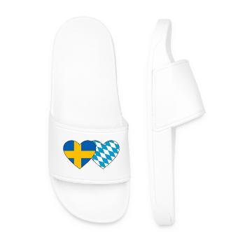Suède Bavière Drapeau Coeur - Claquettes Homme - blanc - Devant