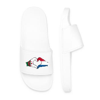 Algérie Hollande drapeau mains forme de coeur utilisé - Claquettes Homme - blanc - Devant