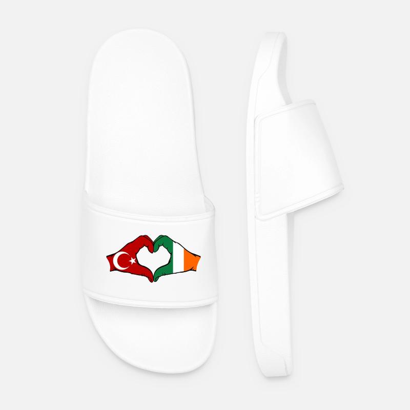 Turkey Ireland Hands Heart Shape - Men’s Pool Sliders - white