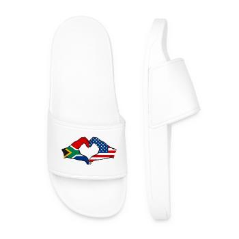 Afrique du Sud États-Unis drapeau mains forme de coeur - Claquettes Homme - blanc - Devant