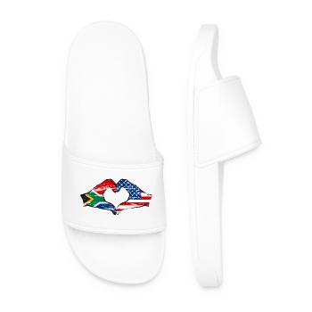 Afrique du Sud États-Unis drapeau mains forme de coeur utilisé - Claquettes Homme - blanc - Devant