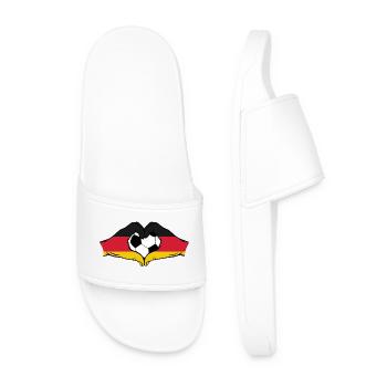 Germany football flag hands heart shape - Men’s Pool Sliders - white - Front
