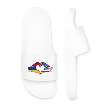 Arménie USA Drapeau Mains Coeur Forme Utilisé - Claquettes Homme - blanc - Devant