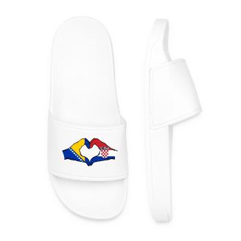 Bosnia Croatia Flag Hands Heart Shape - Men’s Pool Sliders - white - Front