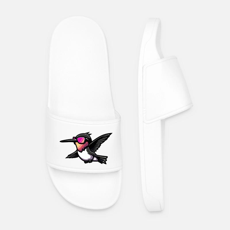 Hummingbird Bird Comic Cool - Men’s Pool Sliders - white