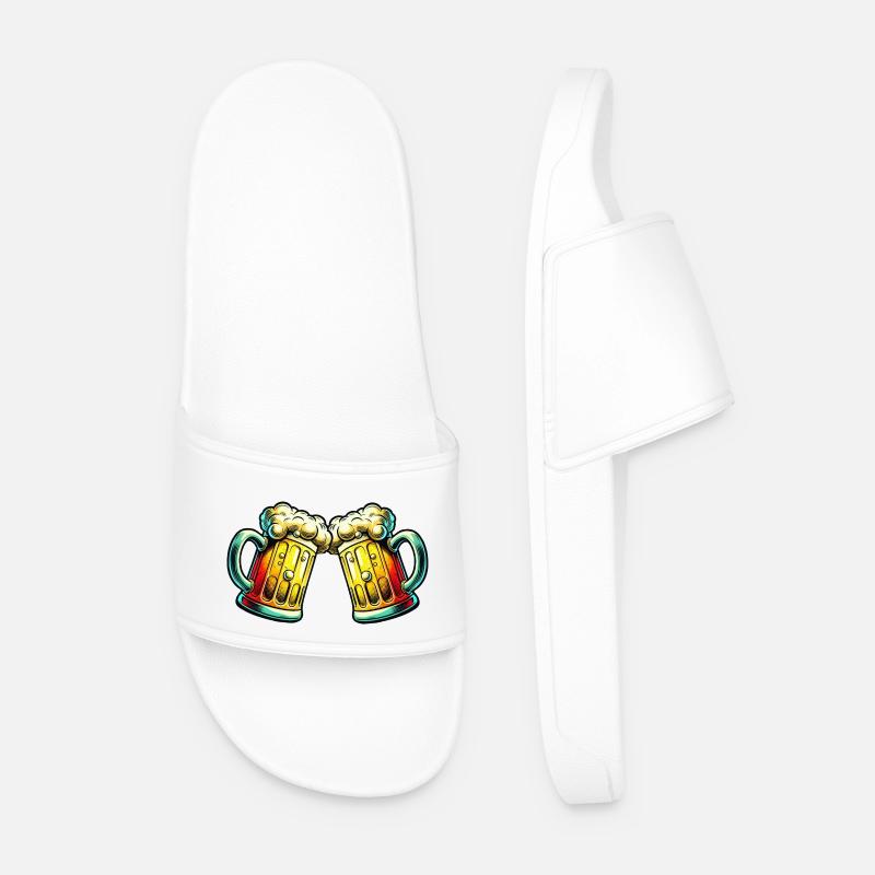 Bier anstoßen Bierglas - Männer Badelatschen - Weiß