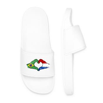 Brésil Hollande drapeau main coeur utilisé - Claquettes Homme - blanc - Devant