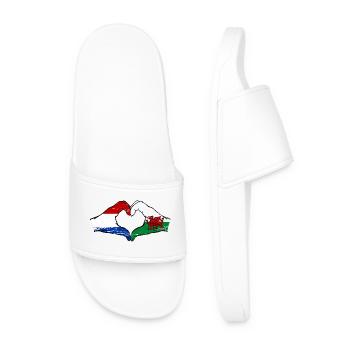 Holland Wales flag hands heart shape used - Men’s Pool Sliders - white - Front